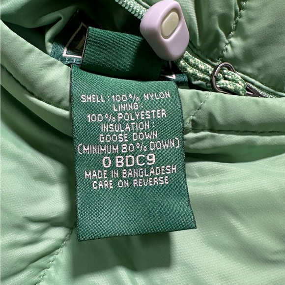 LL Bean Womens Goose Down Puffer Vest Reversible Green Nylon Zip Up Small - Picture 9 of 12
